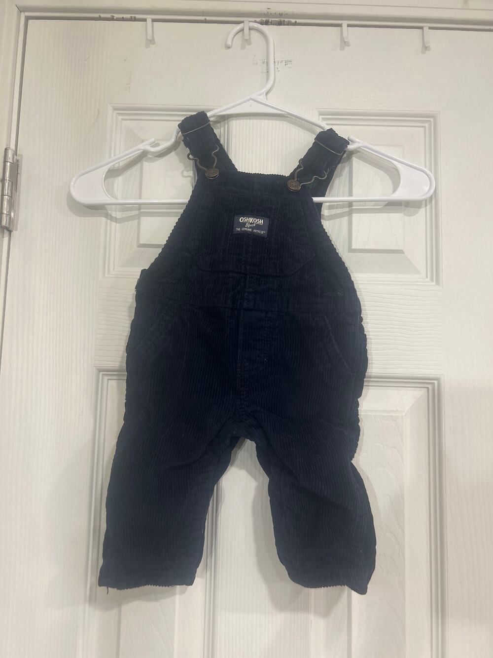 OshKosh B'gosh Vestbak Navy Blue Corduroy Overalls Flannel Lined 6M